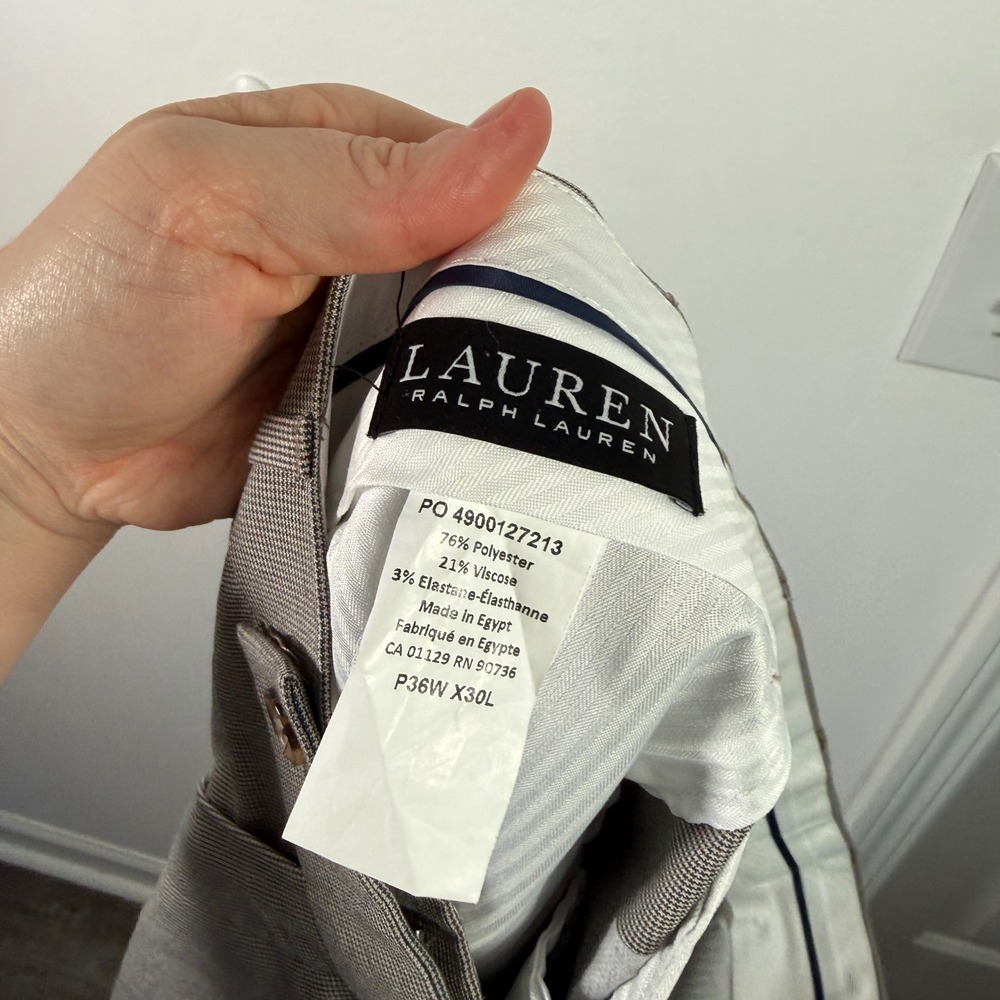 Lauren Ralph Lauren Dress Pants Trousers Grey Micro Check Office Mens 36W x 30L - Picture 6 of 10